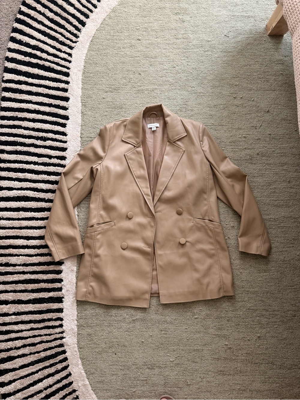 Topshop Beige Faux Leather Blazer/Jacket